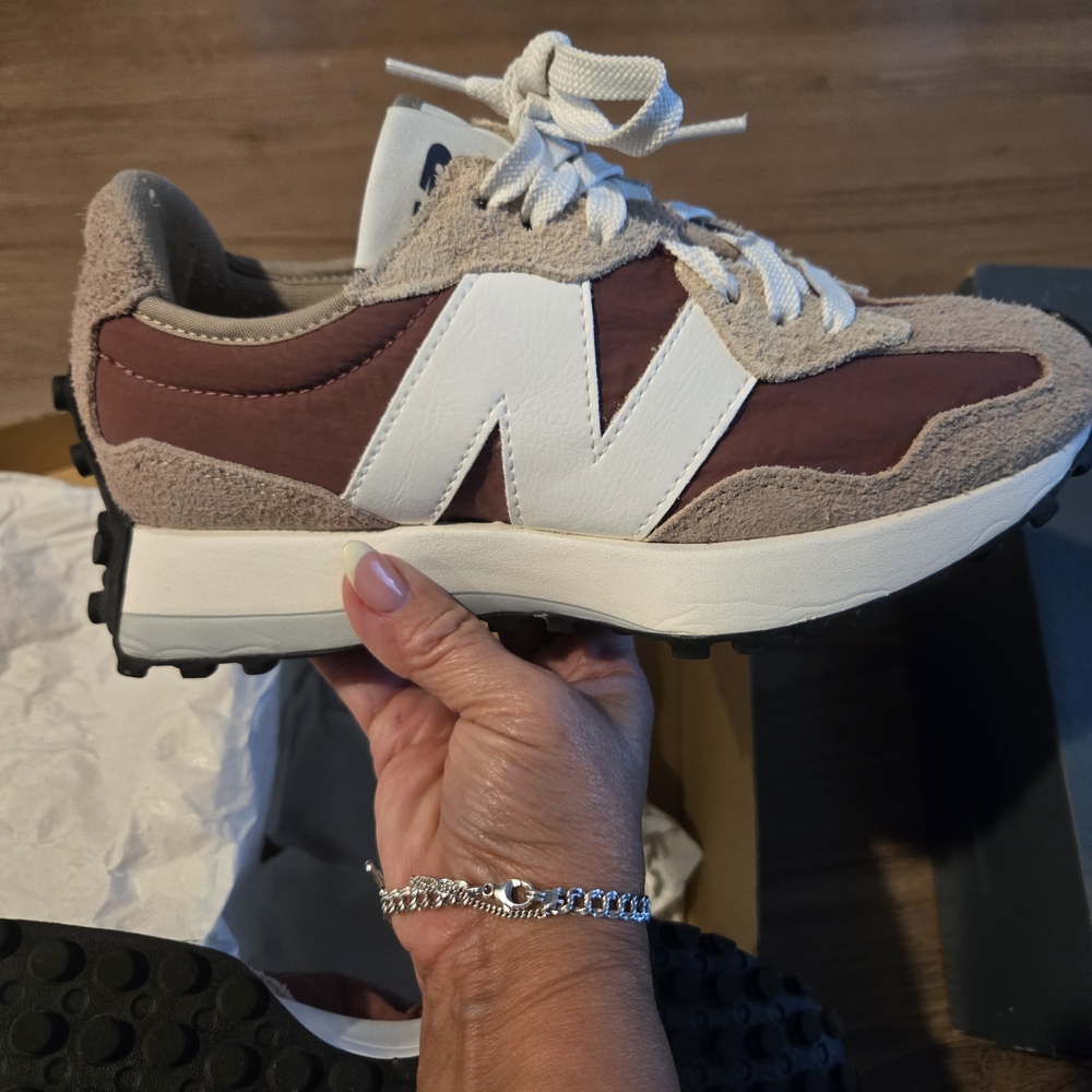 New Balance Men's Brown and White Sneakers